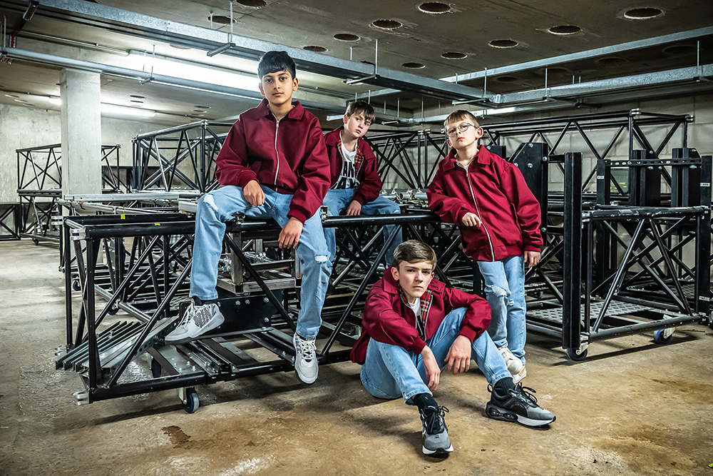 ‘Michael’ cast members – (L-R) Prem Masani, Ethan Shimwell, Bobby Donald and Lucas Hayward – Photography by Marc Brenner